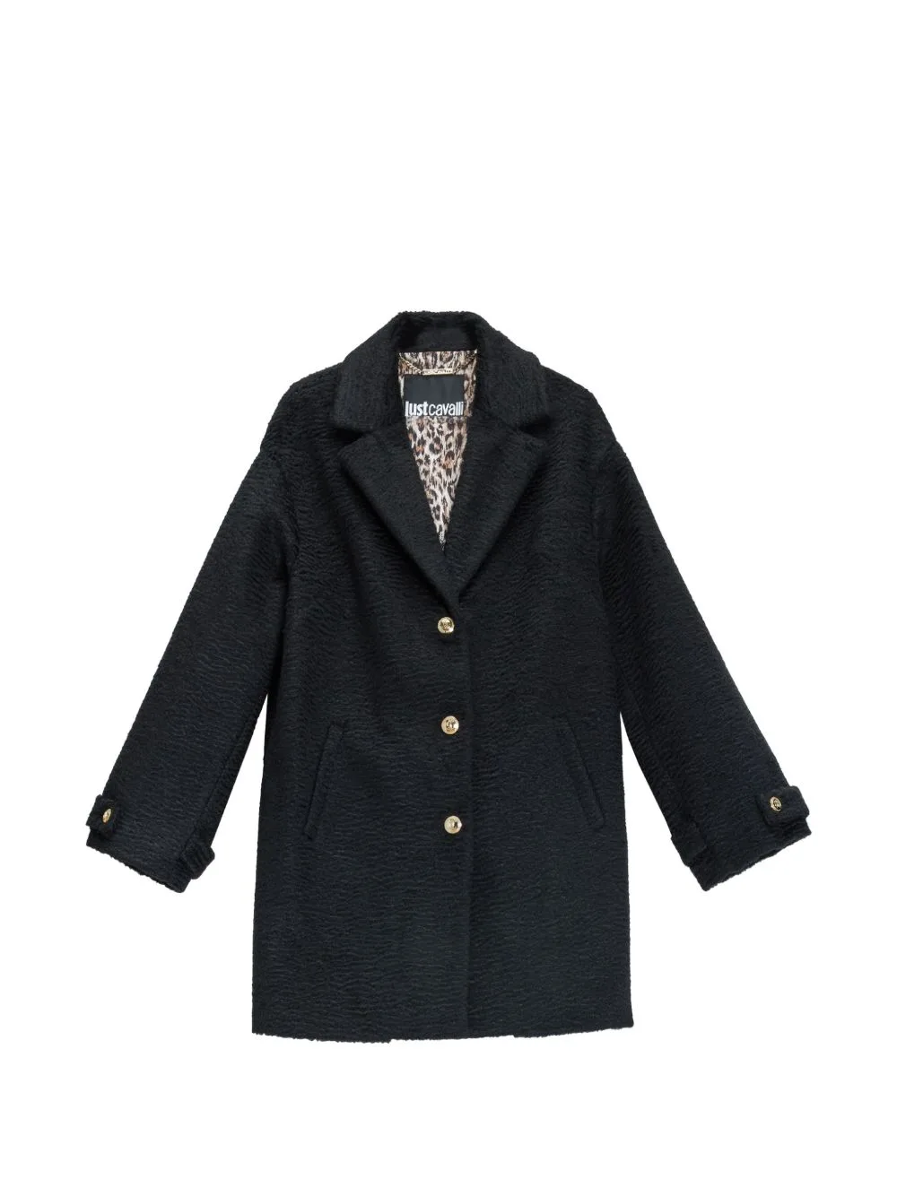 Bouclé-Texture Single-Breasted Coat by Just Cavalli