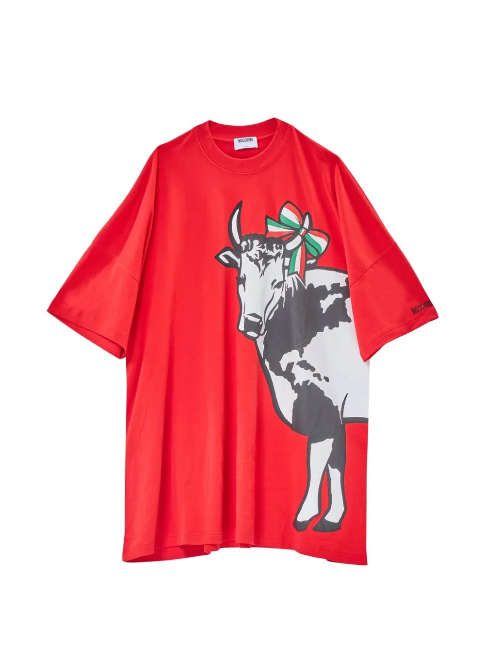 Cow-Print Oversized T-Shirt Mini Dress by Moschino