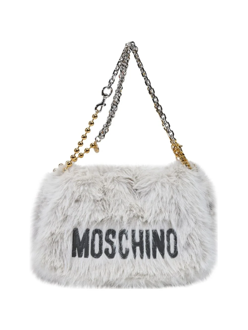 Logo-Embroidered Fur-Texture Handbag by Moschino