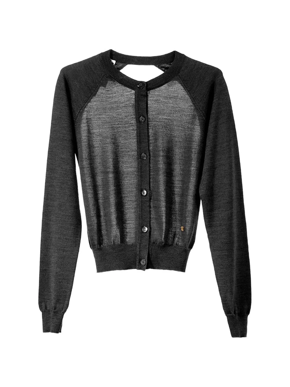 Open-Back Logo-Plaque Cardigan by Moschino