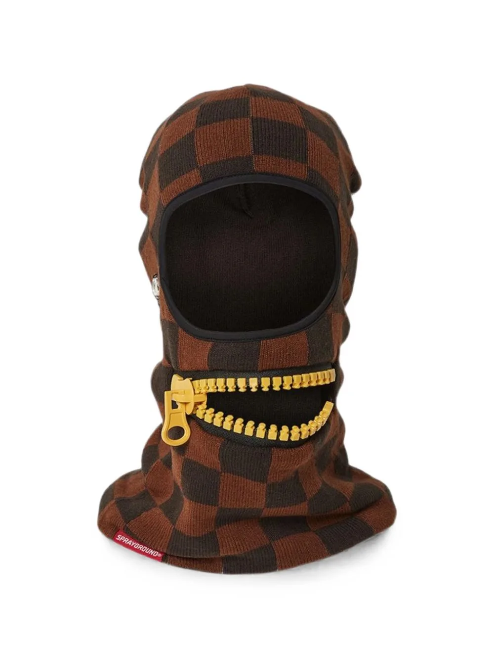 Check-Knit Zipper-Detail Ski Mask by Sprayground