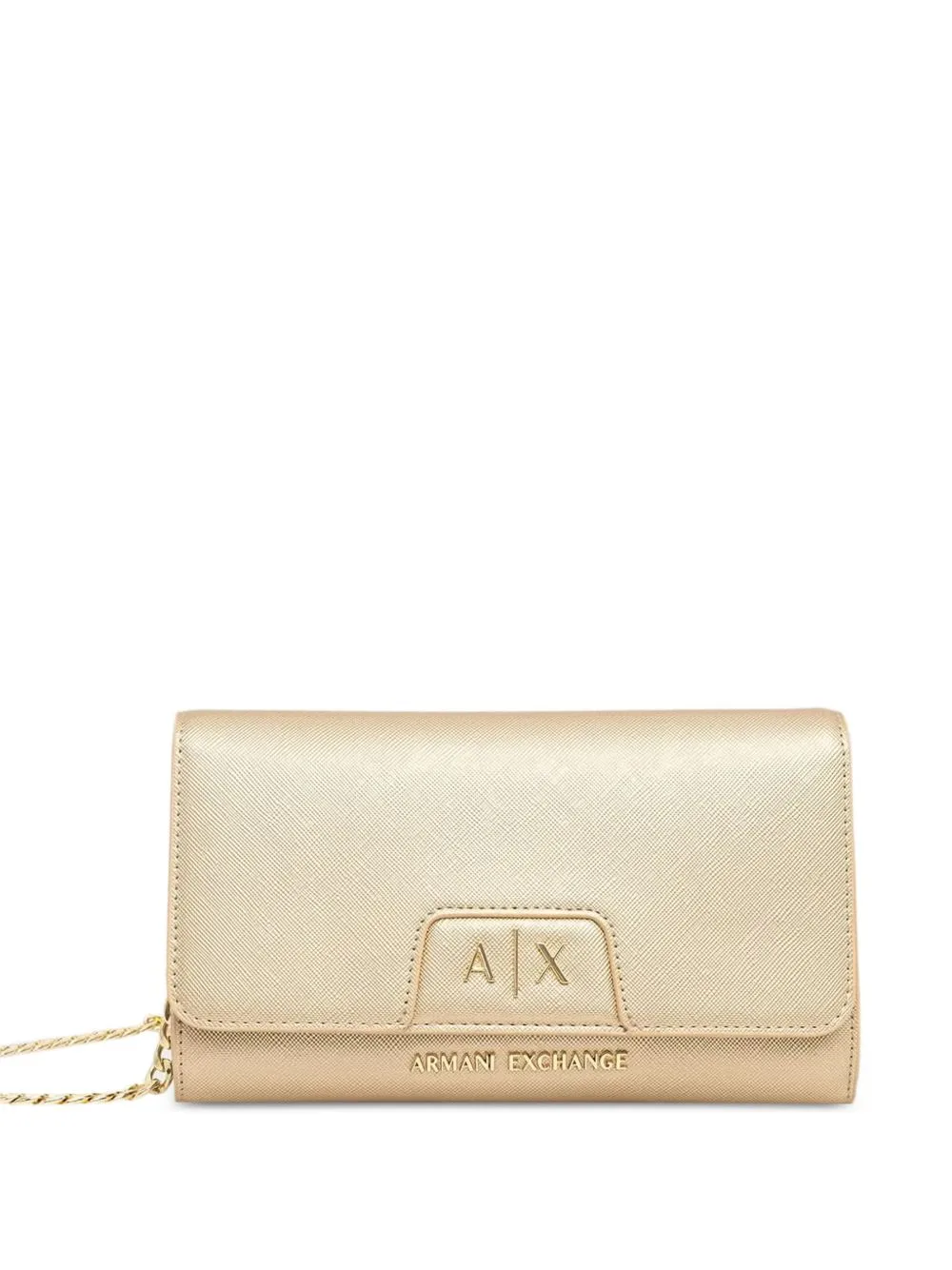 Logo-Plaque Chain-Link Clutch Bag by Armani Exchange
