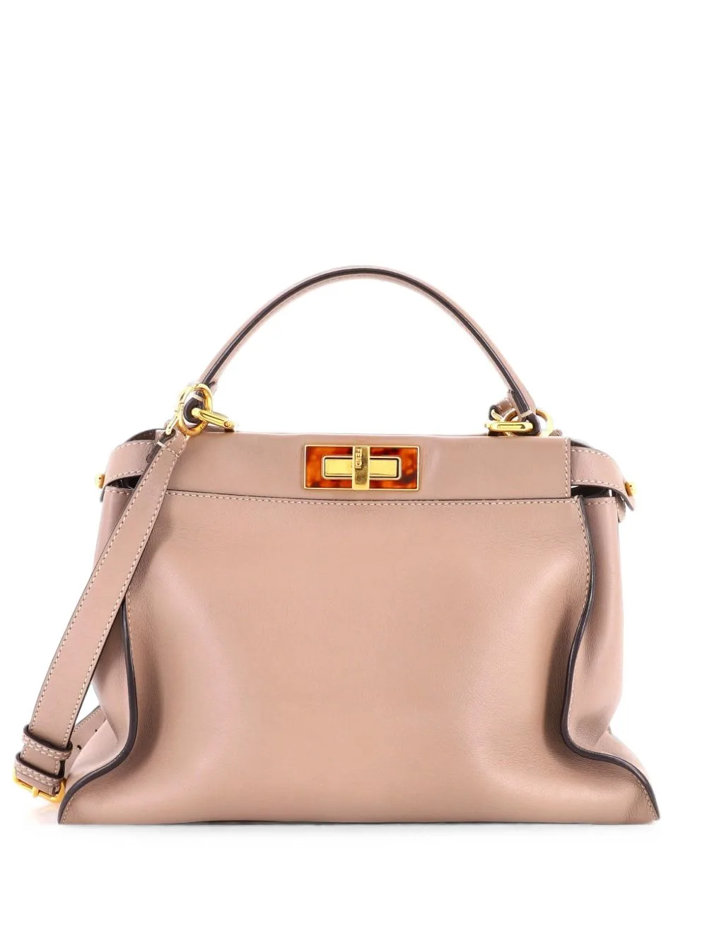 Peekaboo Bag Leather with Tortoise Detail Regular Shoulder Bag