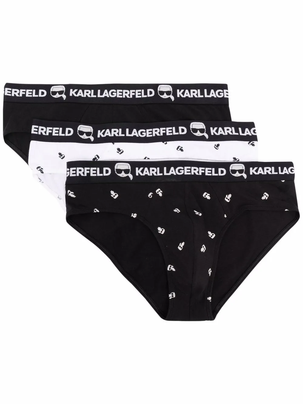 Ikonik Logo-Print Briefs (pack of Three) by Karl Lagerfeld