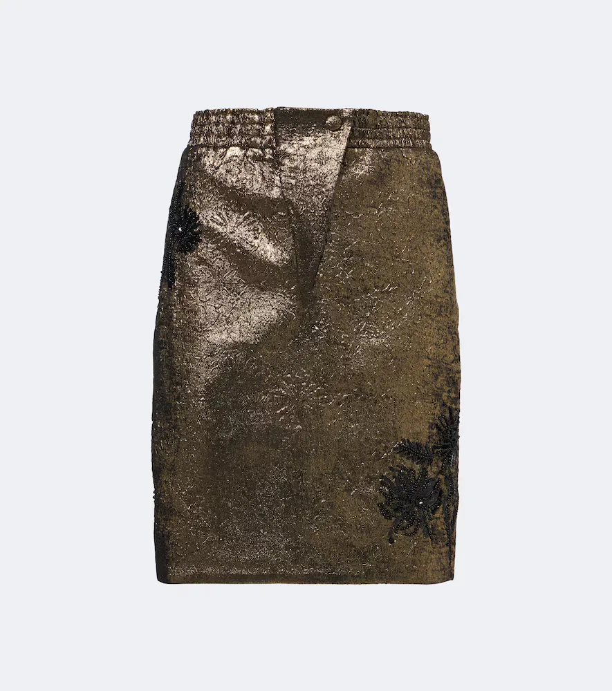Embellished Brocade Miniskirt by Jacques Wei
