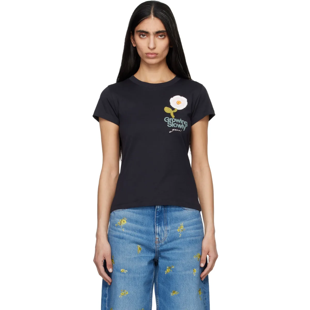 Baby Fit Crochet Patch T-Shirt by GANNI