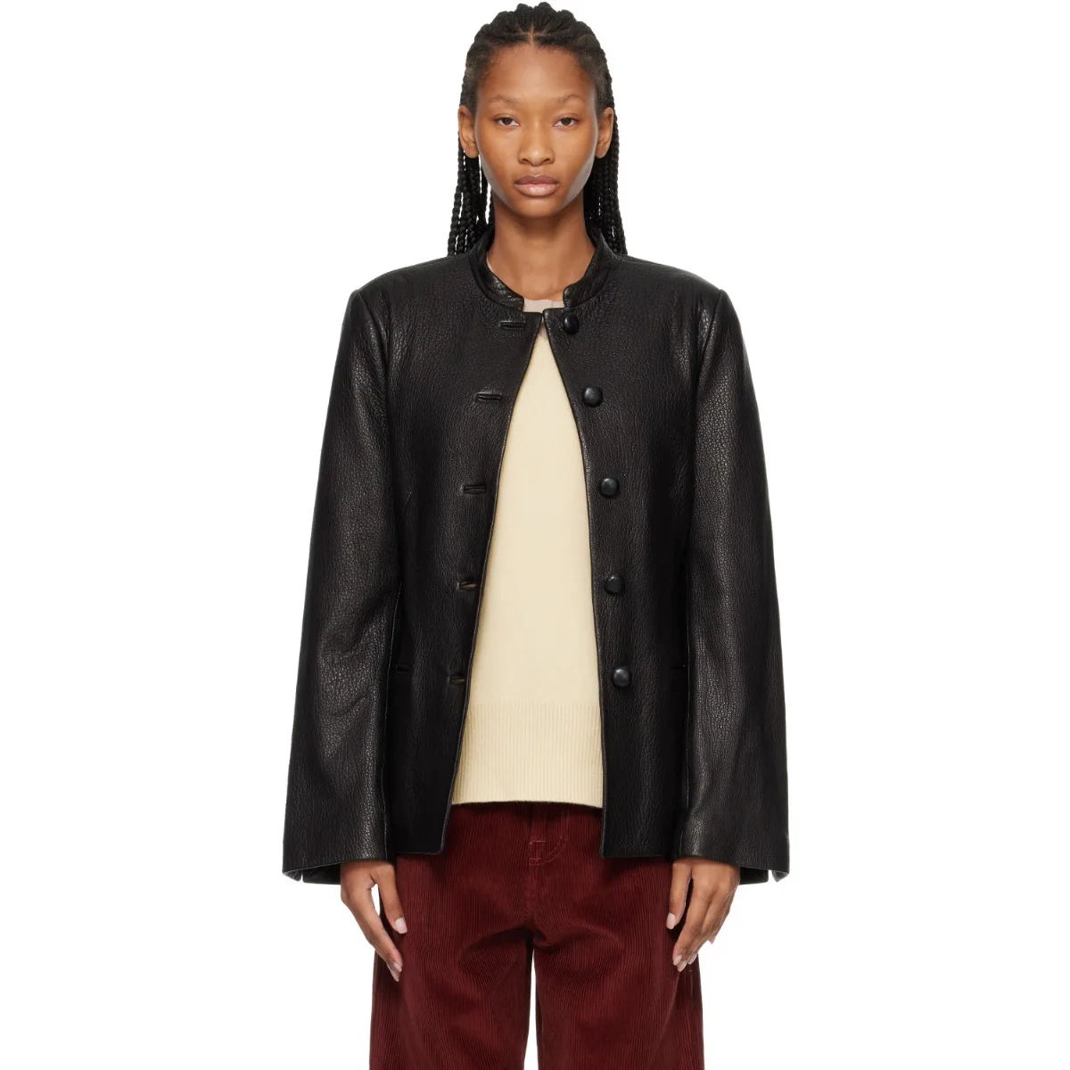 Shaped Grain Leather Jacket by Róhe