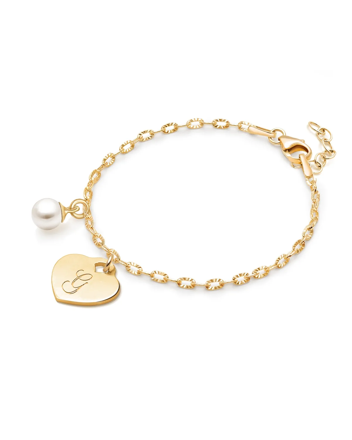 Classic Charm Bracelet & Engraved Initial 6.25" Bracelet by Tiny Blessings