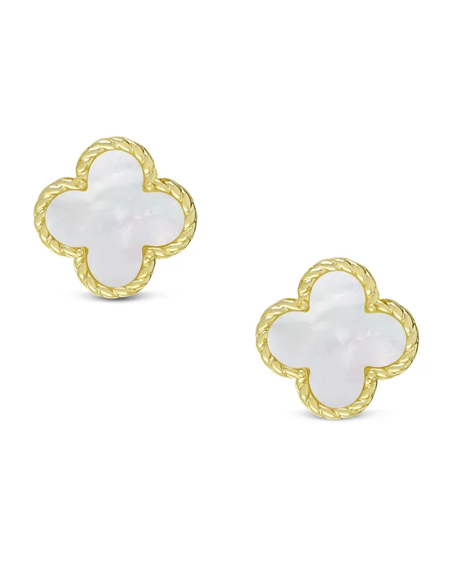 Mother of Pearl Clover Stud Earrings by Lily Nily