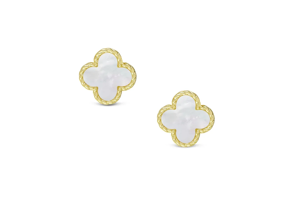 Mother of Pearl Clover Stud Earrings by Lily Nily
