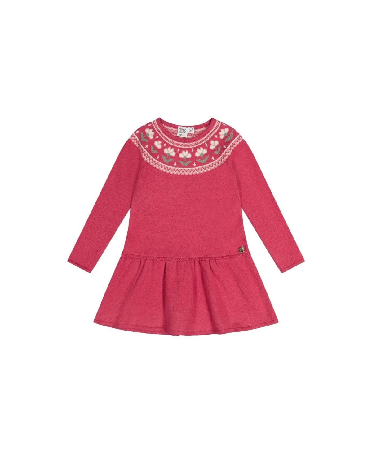 Knitted Dress with Flower Jacquard by Deux Par Deux