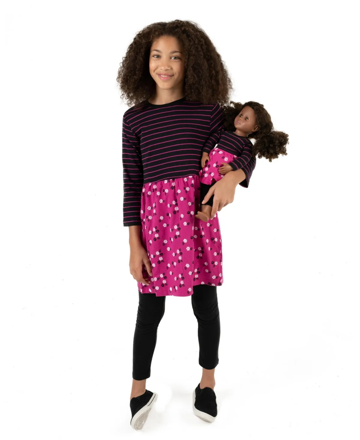 Matching Doll 100% Cotton Long Sleeve Skirt Dress by Leveret