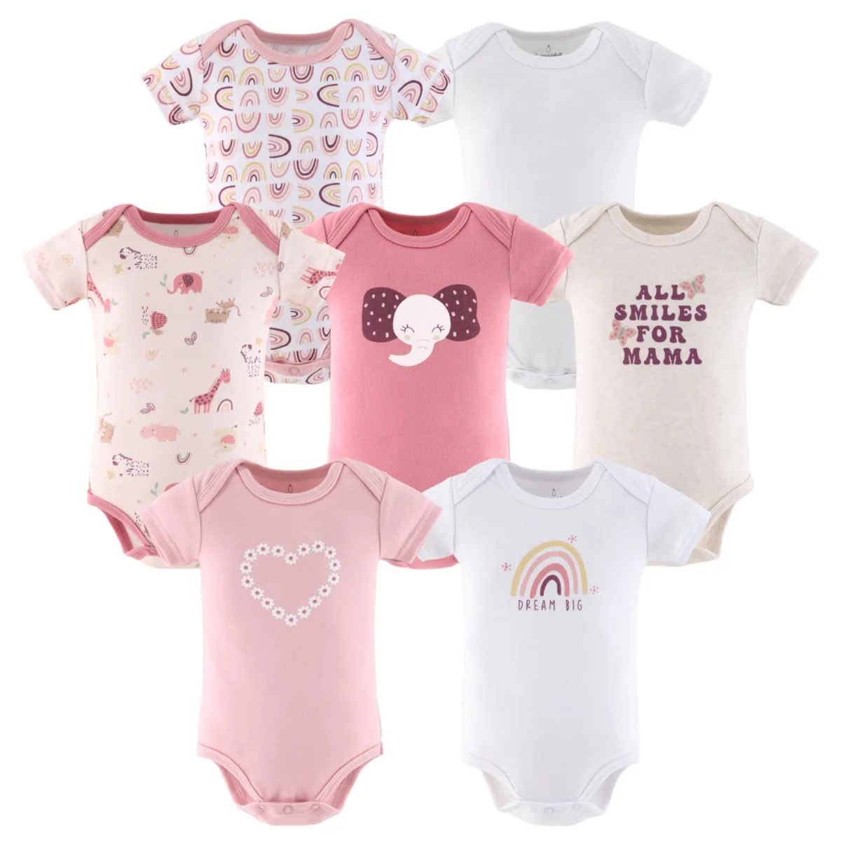 Bodysuits, 7-Pack, Rainbow Safari by The Peanutshell