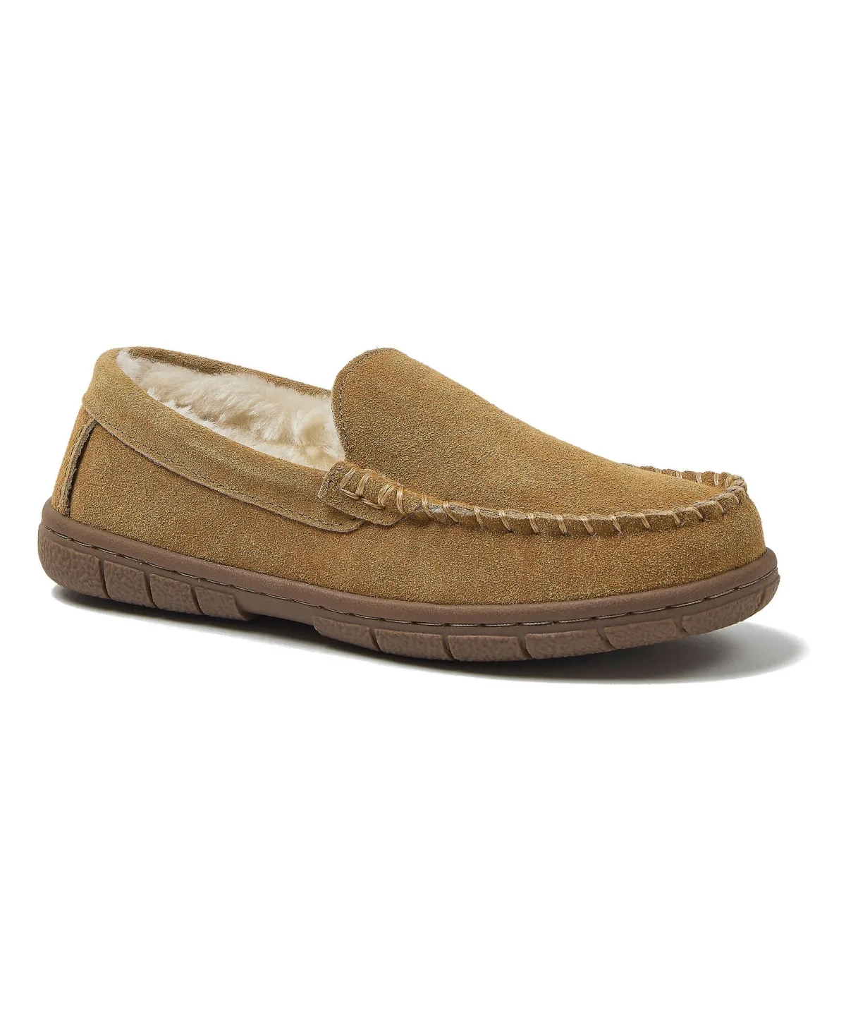 Fuzzy Lined Suede Moccasin Slippers by Lands' End