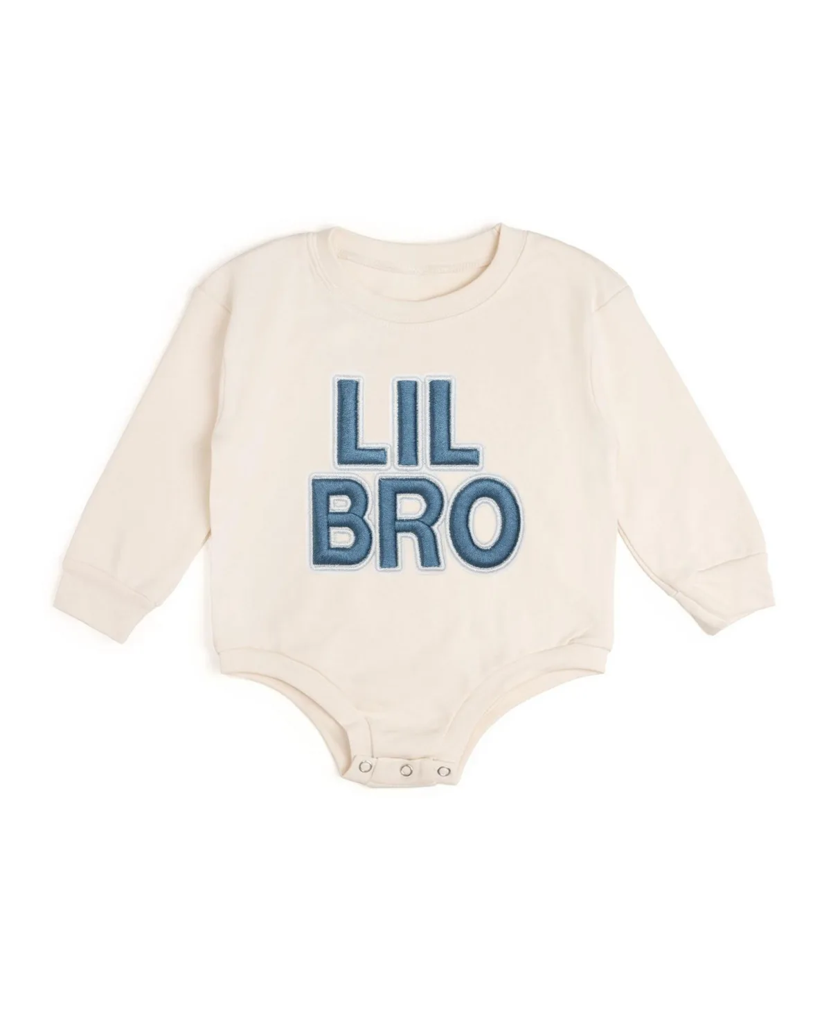 Lil Bro Embroidered Patch Long Sleeve Romper by Sweet Wink