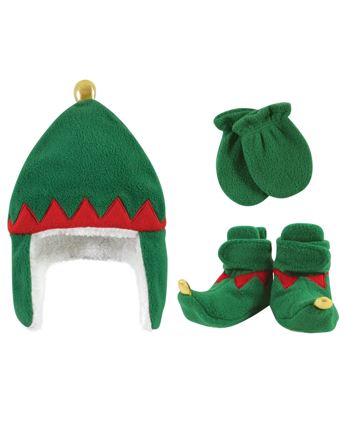 Winter Warmth 3Pk Earflap Hat, Mittens & Plush Booties by Hudson Baby