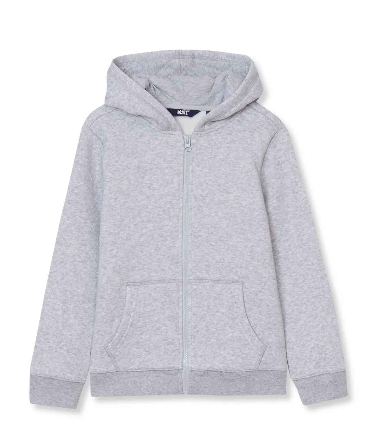 Long-Sleeve Cotton-Blend Fleece Full-Zip Hoodie with Kangaroo Pocket by Lands' End