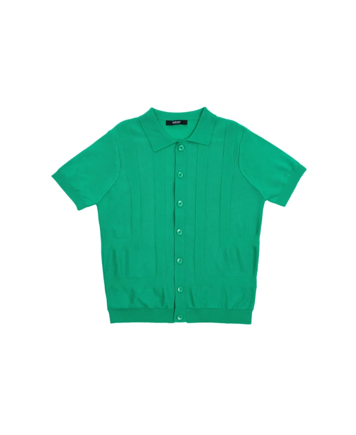 Button-Up Short Sleeve Sweater Shirt by Xray