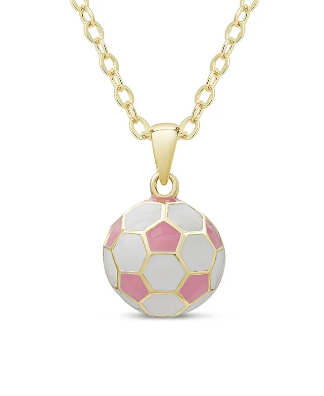 Pink and White Soccer Ball Pendant by Lily Nily