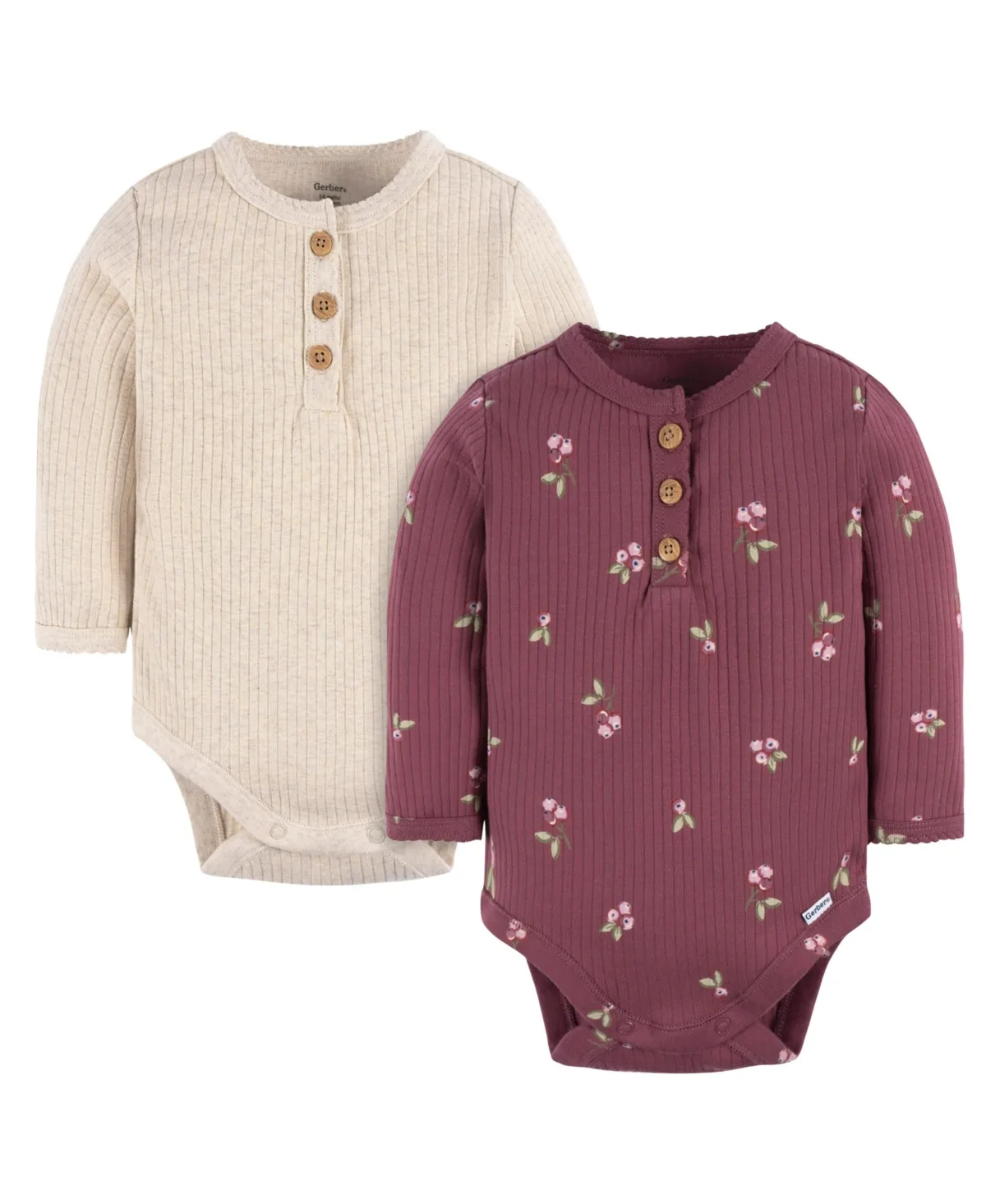 Henley Long Sleeve Bodysuits, 2-Pack by Gerber