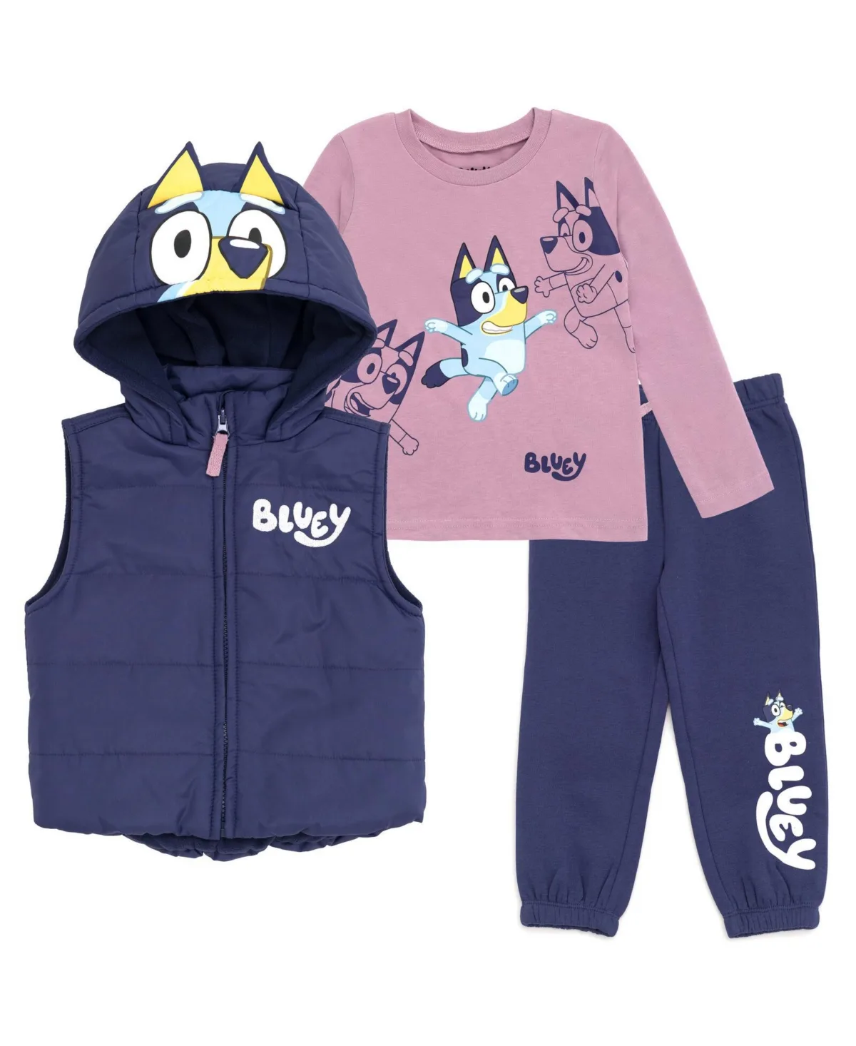Zip Up T-Shirt and Jogger Fleece Pants 3 Piece by Bluey