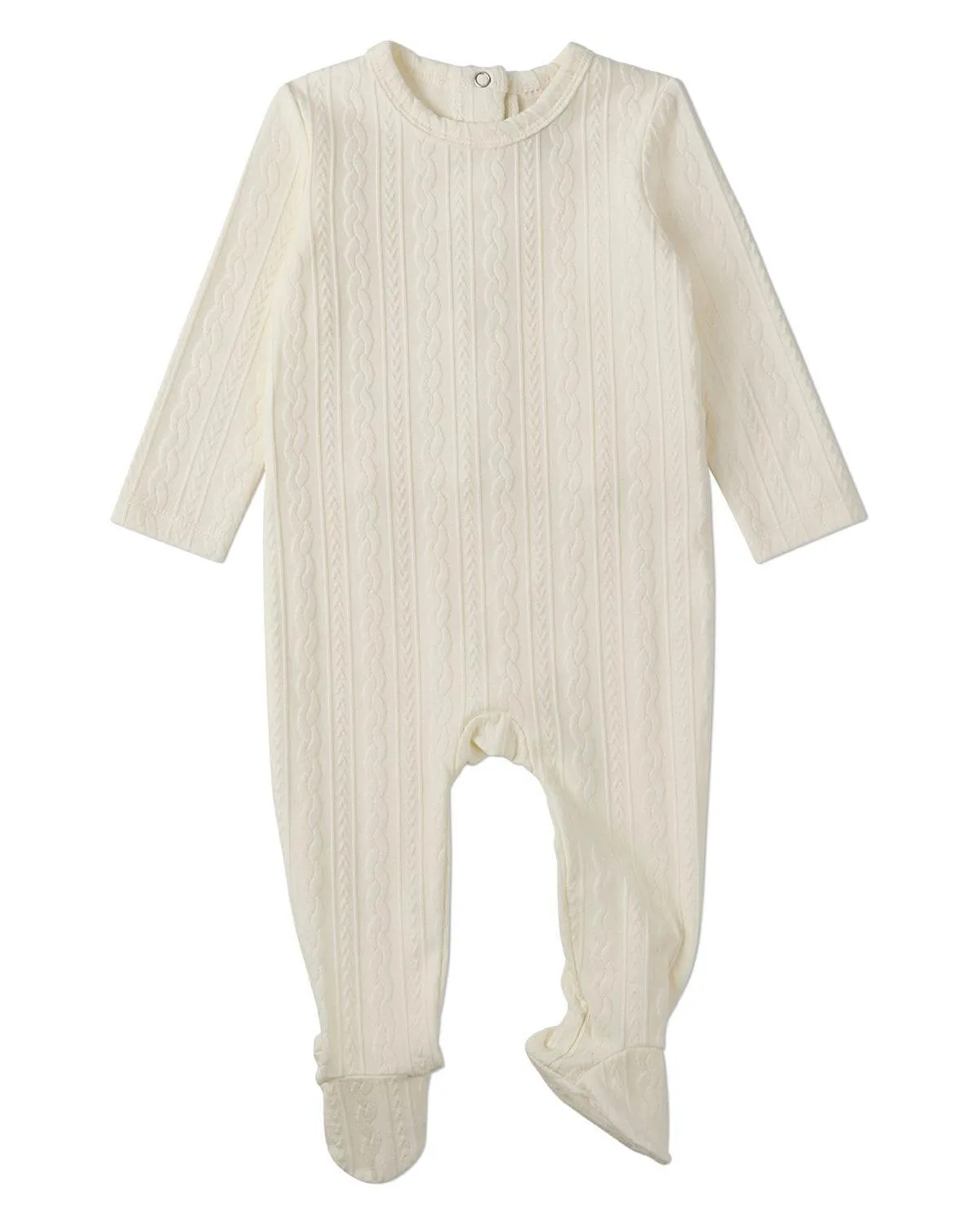 Cotton-Rich Faux Cable Knit Footie by Memoi