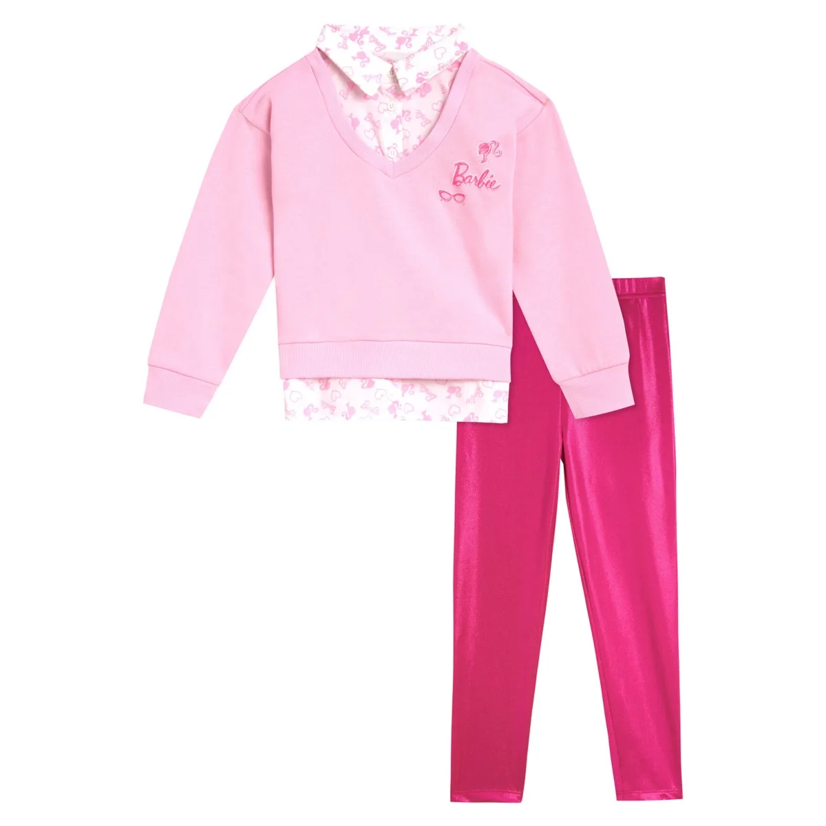 2fer Drop Shoulder Fleece Sweatshirt and Leggings Outfit Set by Barbie