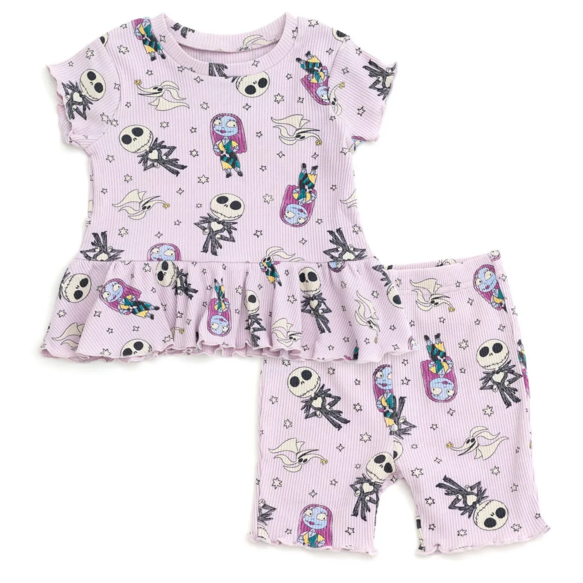 Ribbed Peplum T-Shirt and Shorts Outfit Set by Nightmare Before Christmas