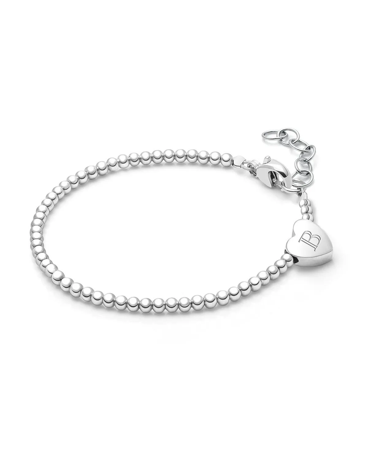 Sterling Silver Dainty Heart & Engraved Initial 5.25" Bracelet by Tiny Blessings