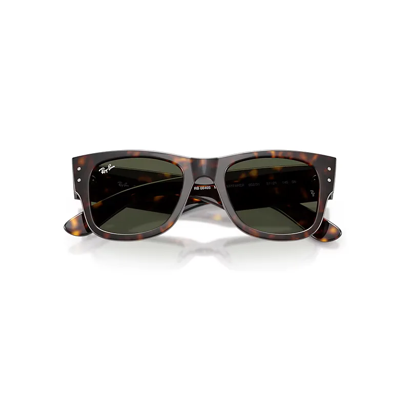Mega Wayfarer Sunglasses Havana Frame Green Lenses