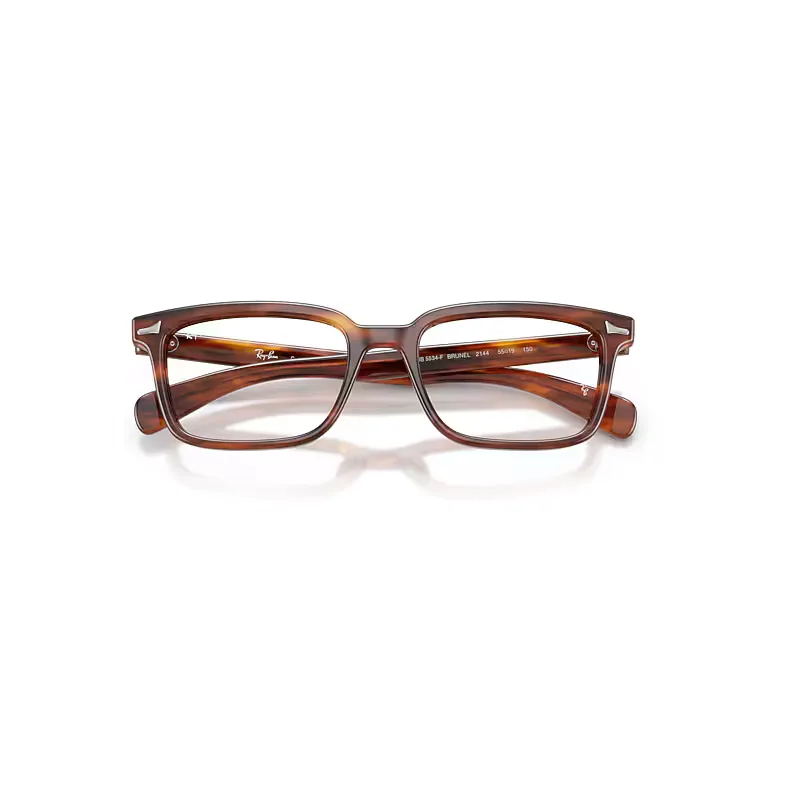 Brunel Optics Eyeglasses Striped Havana Frame Transparent Lenses Polarized by Ray-Ban