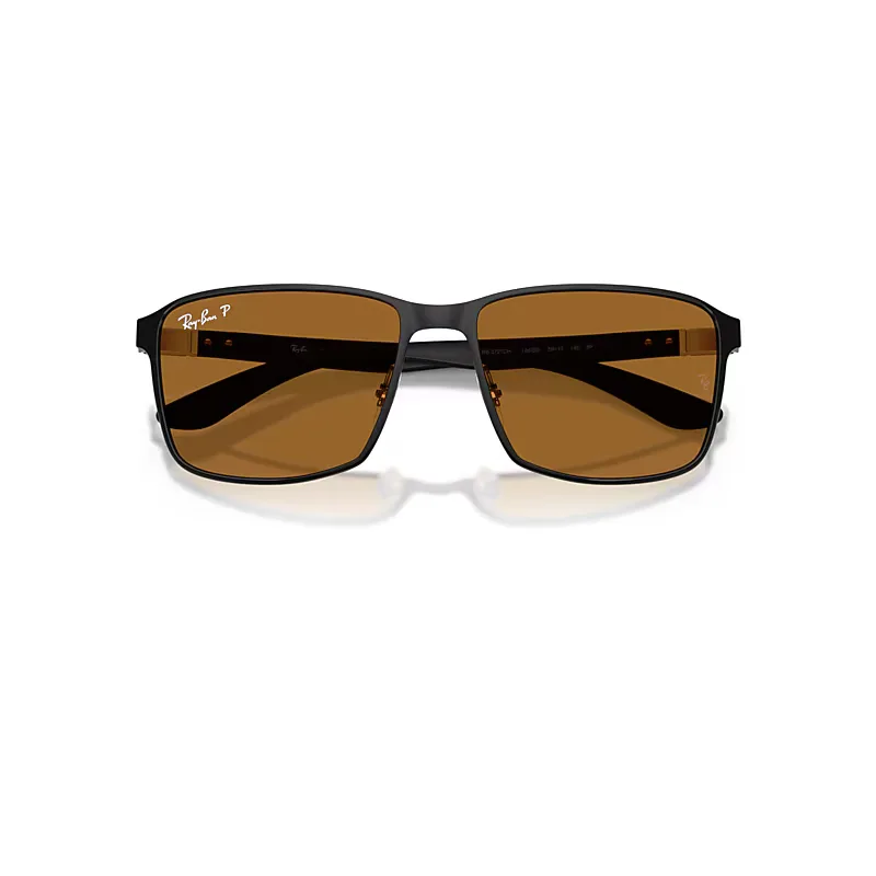 Rb3721 Polarized + Lenses Sunglasses Black Frame Bronze Lenses Polarized by Ray-Ban