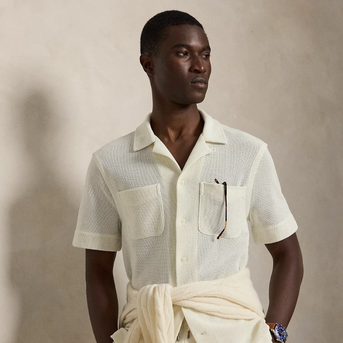 Textured Pointelle Camp Shirt by Polo Ralph Lauren