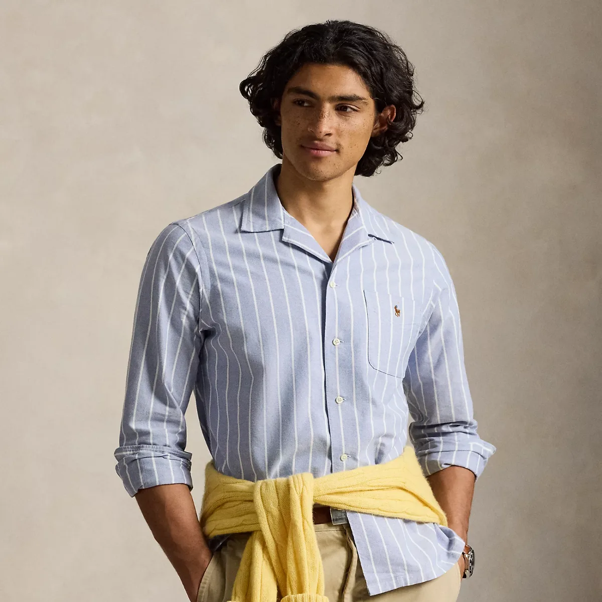 Classic Fit Striped Oxford Camp Shirt by Polo Ralph Lauren