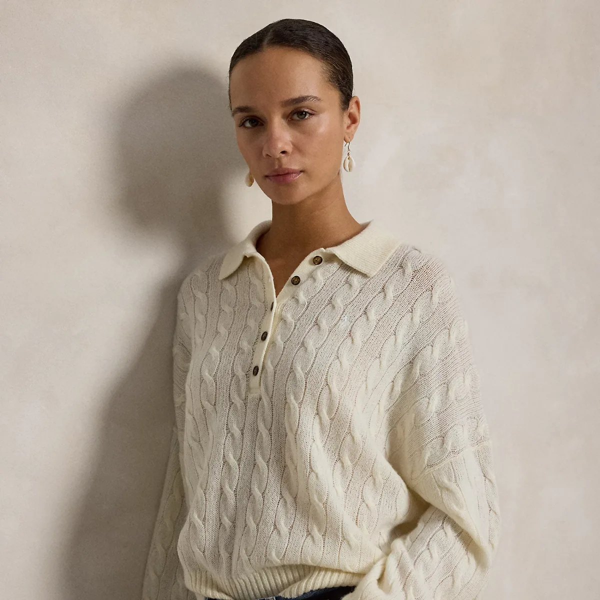 Cable Wool-Cashmere Polo-Collar Jumper by Polo Ralph Lauren