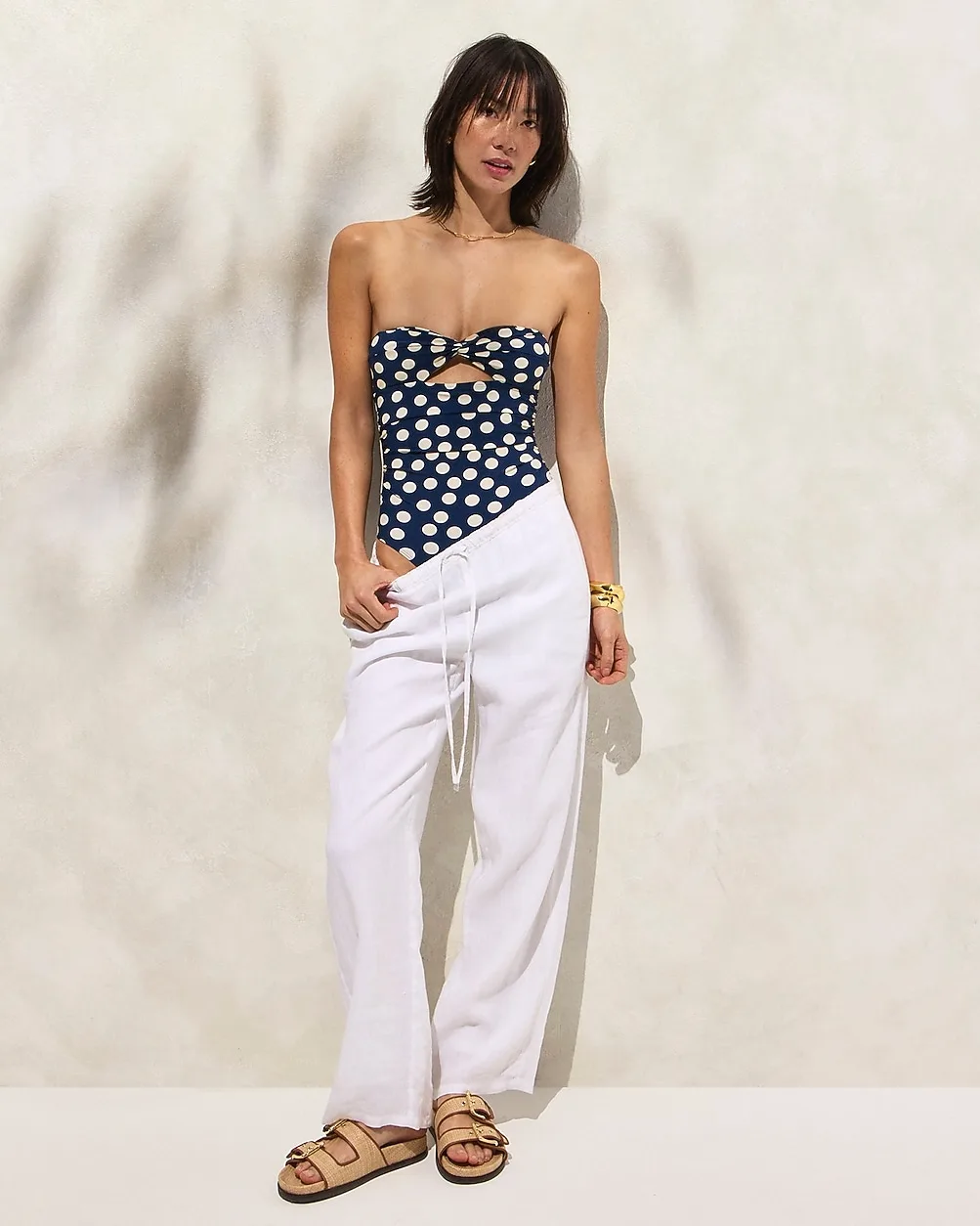 Gemma Ruched Bandeau Cutout One-Piece by J.Crew
