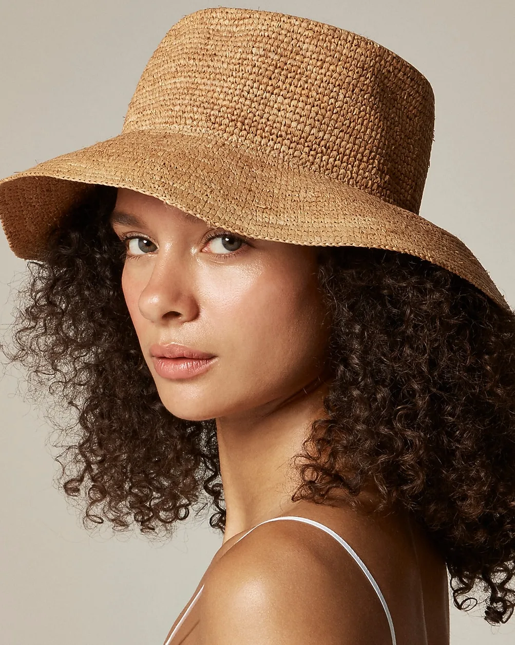 Wide-Brim Raffia Bucket Hat by J.Crew