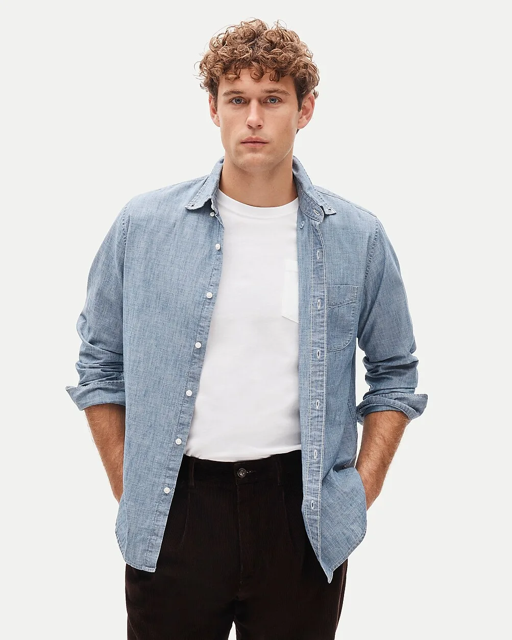 Organic Cotton Chambray Shirt in Vintage Wash