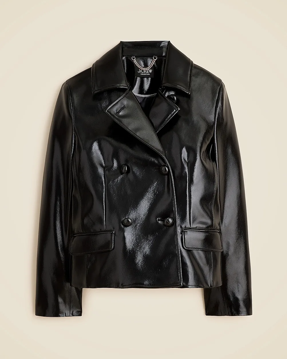 Cropped Peacoat in Faux Patent Leather by J.Crew