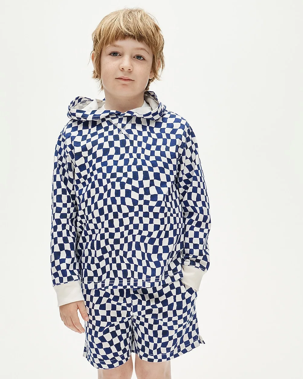 Lightweight Cotton Hoodie in Checkerboard by J.Crew