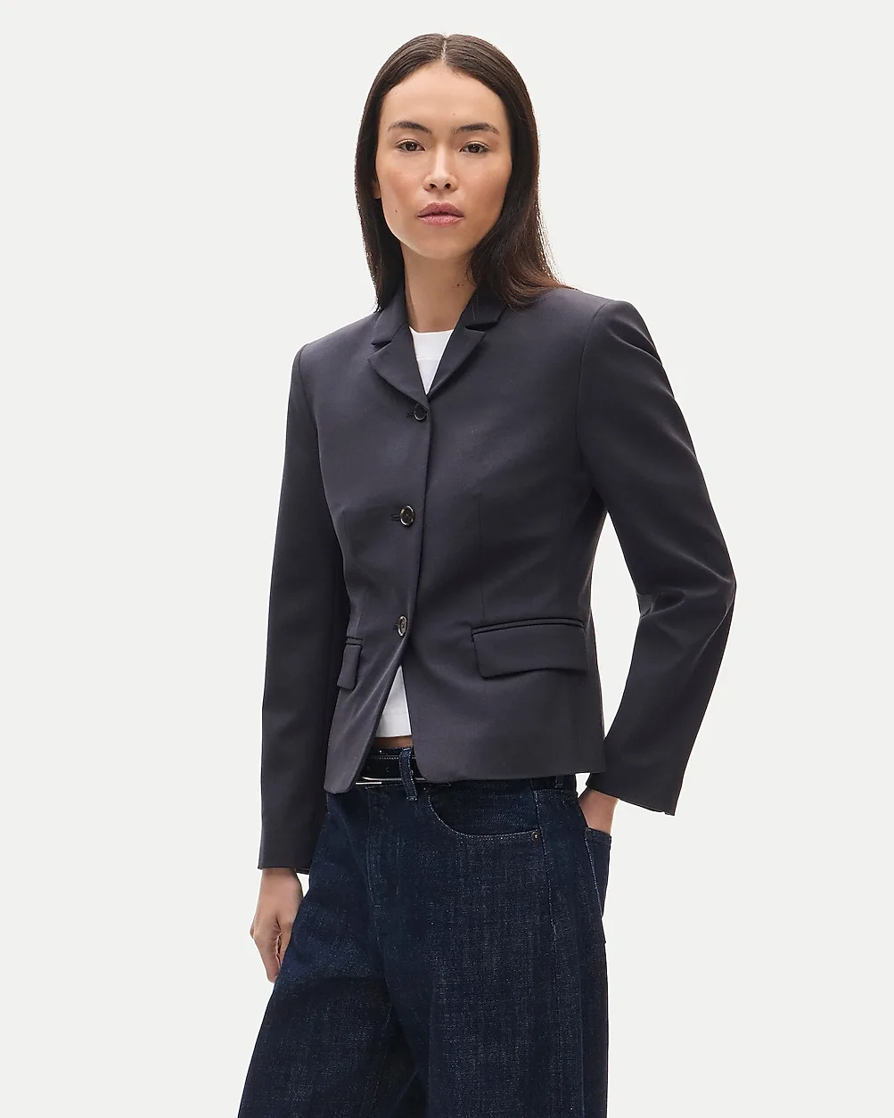 High-Button Blazer in Lightspun Wool Blend by J.Crew