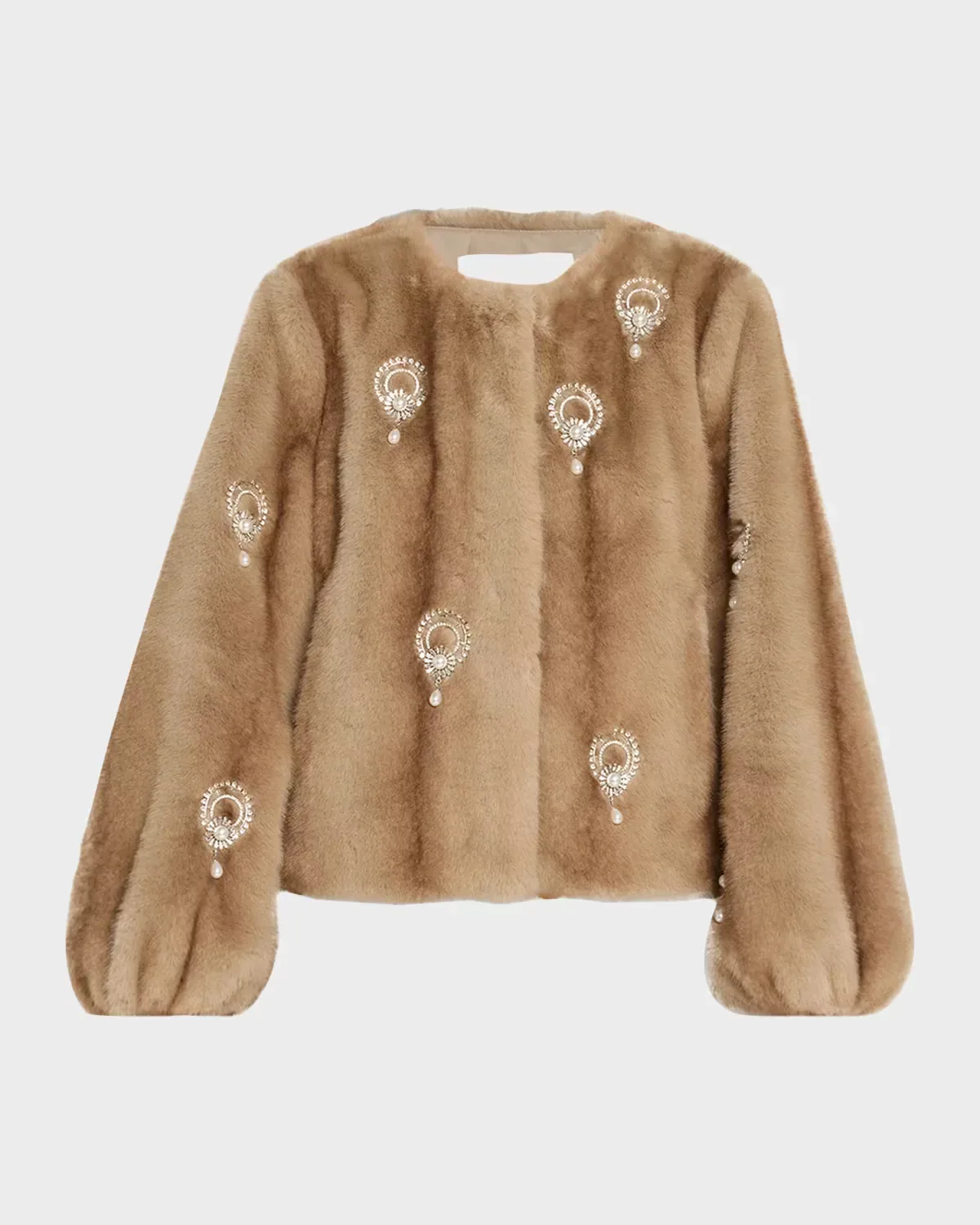 Benson Embellished Faux-Fur Coat by Cinq à Sept