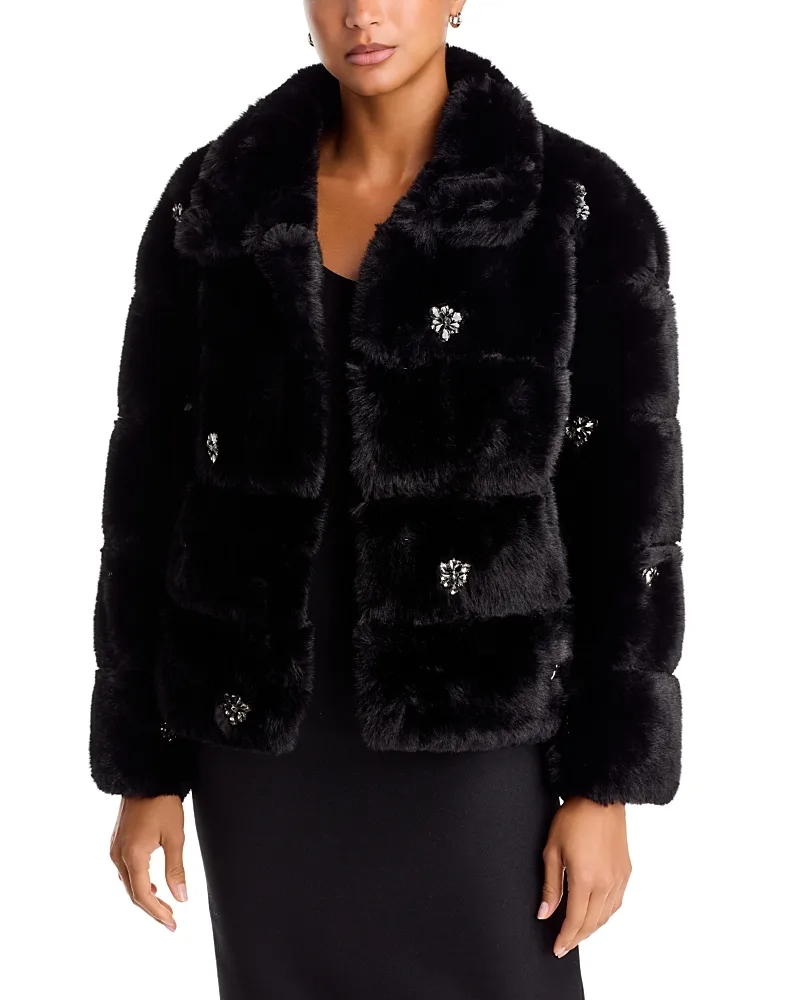 Embellished Faux Fur Coat by Aqua