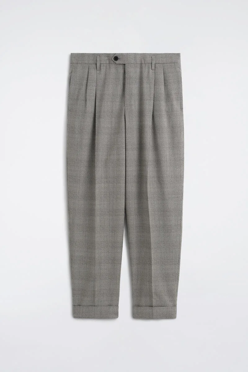 Checked Textured-Wool Relaxed-Fit Tapered Pants by COS