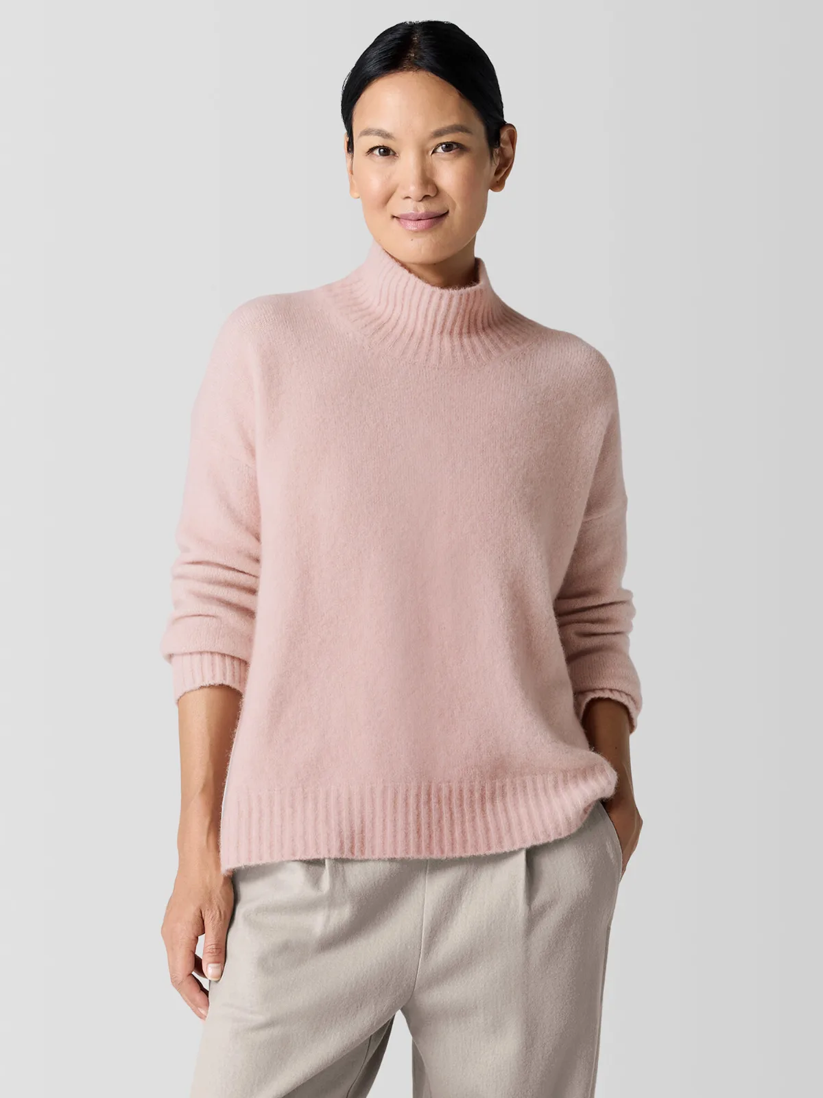 Cashmere Silk Bliss Turtleneck Box-Top by EILEEN FISHER