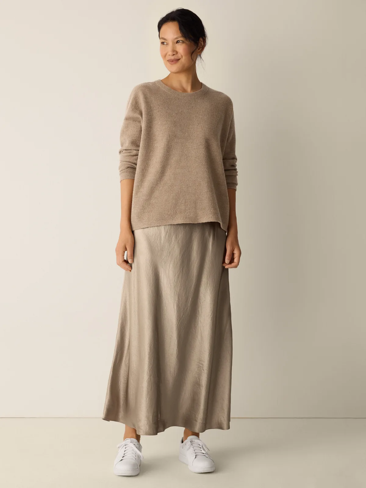 Fine Felted Wool Crew Neck Top in Regenerative Wool by EILEEN FISHER