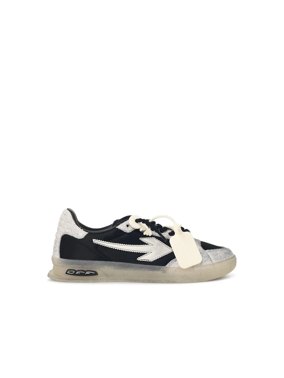 Black Worn Out Arrow Pattern Suede-Blend Sneakers by Off-White