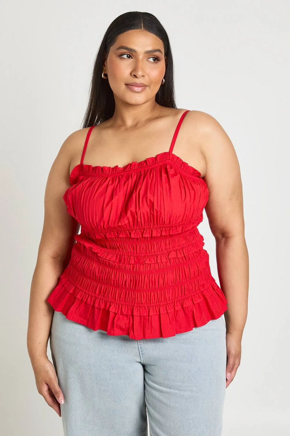 Shirred Detail Strappy Top by boohoo