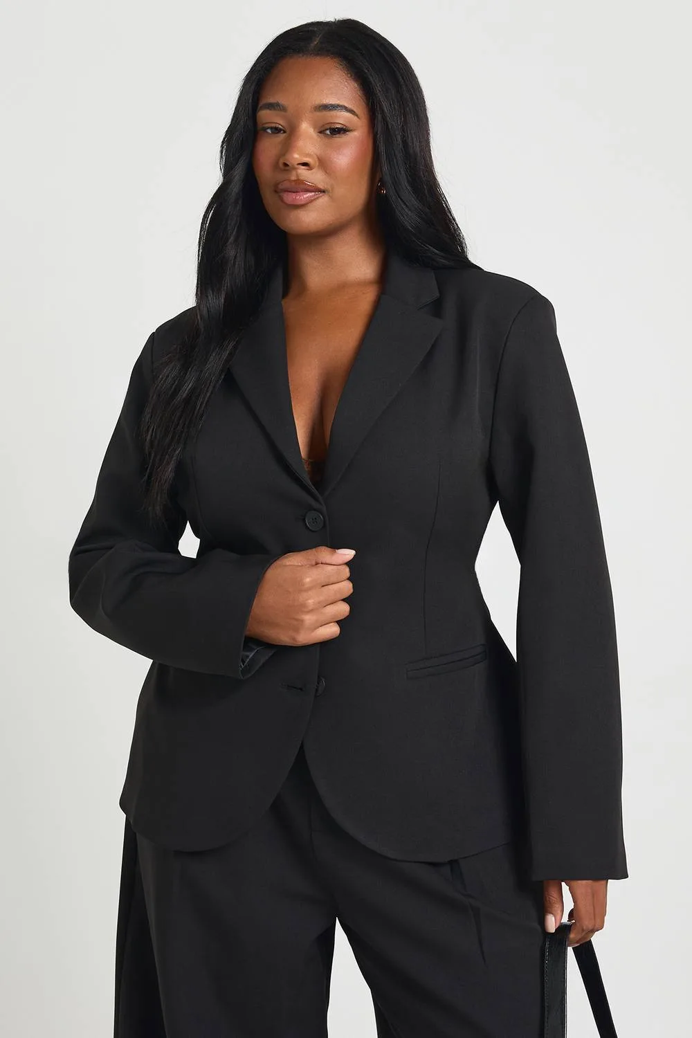 Cinched Waist Peplum Blazer in Suede
