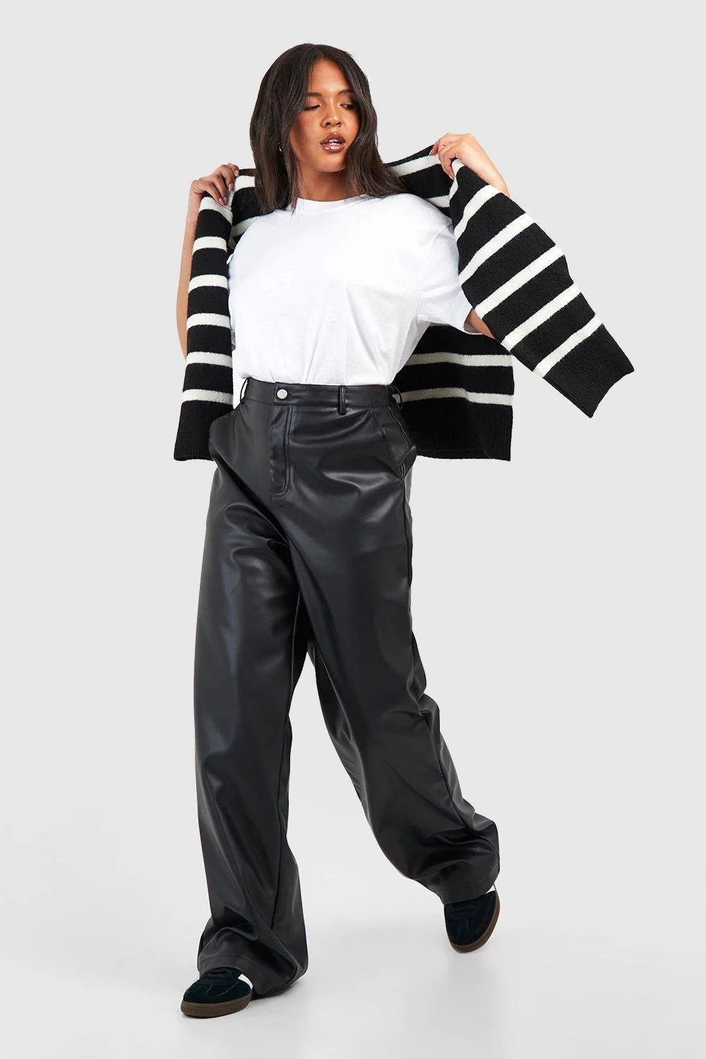 Pu Straight Leg Trouser by boohoo